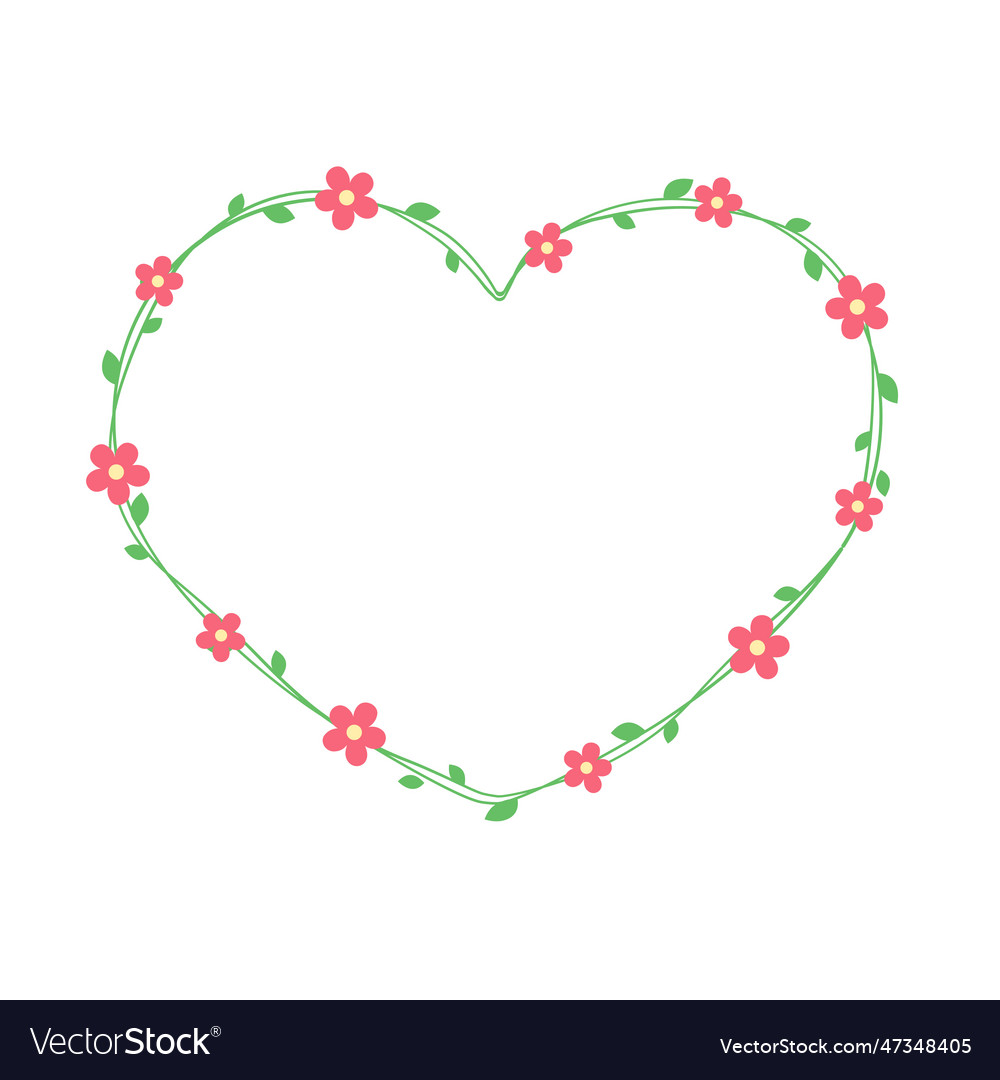 Heart shaped floral frame border green vine Vector Image