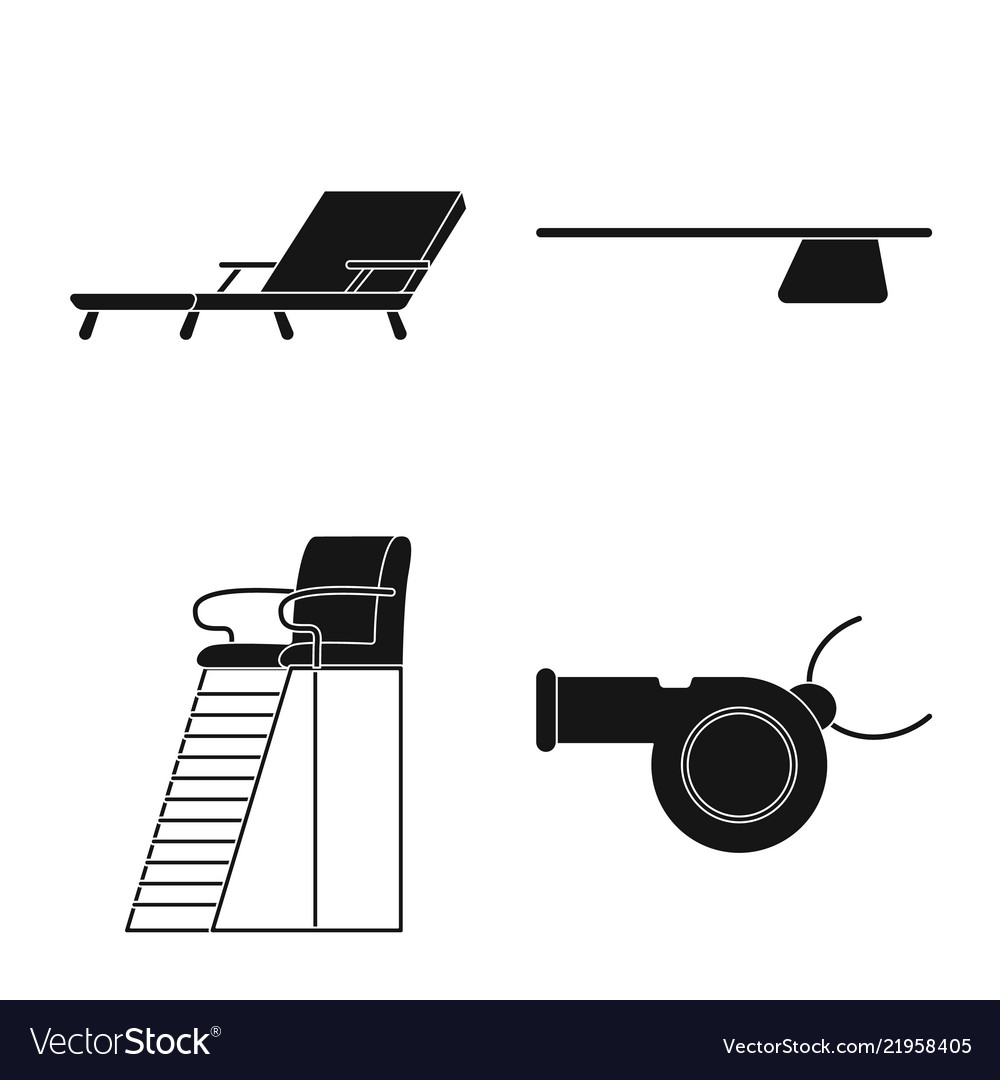 Isolated object of pool and swimming symbol set