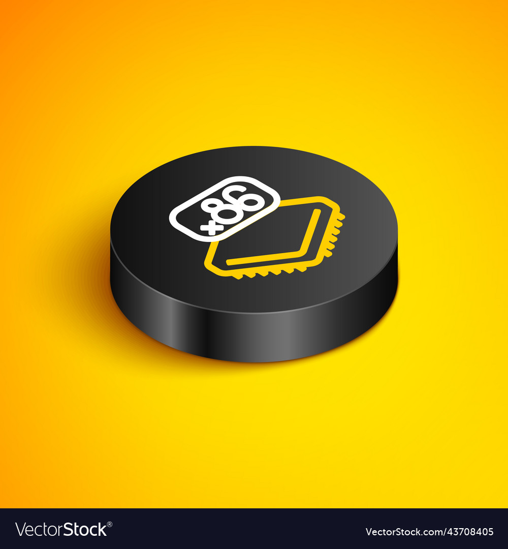 Isometric line computer processor vector image Isometric line computer processor