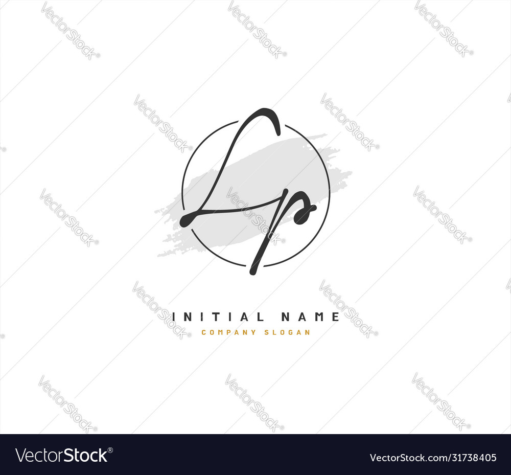 L p lp beauty initial logo handwriting Royalty Free Vector