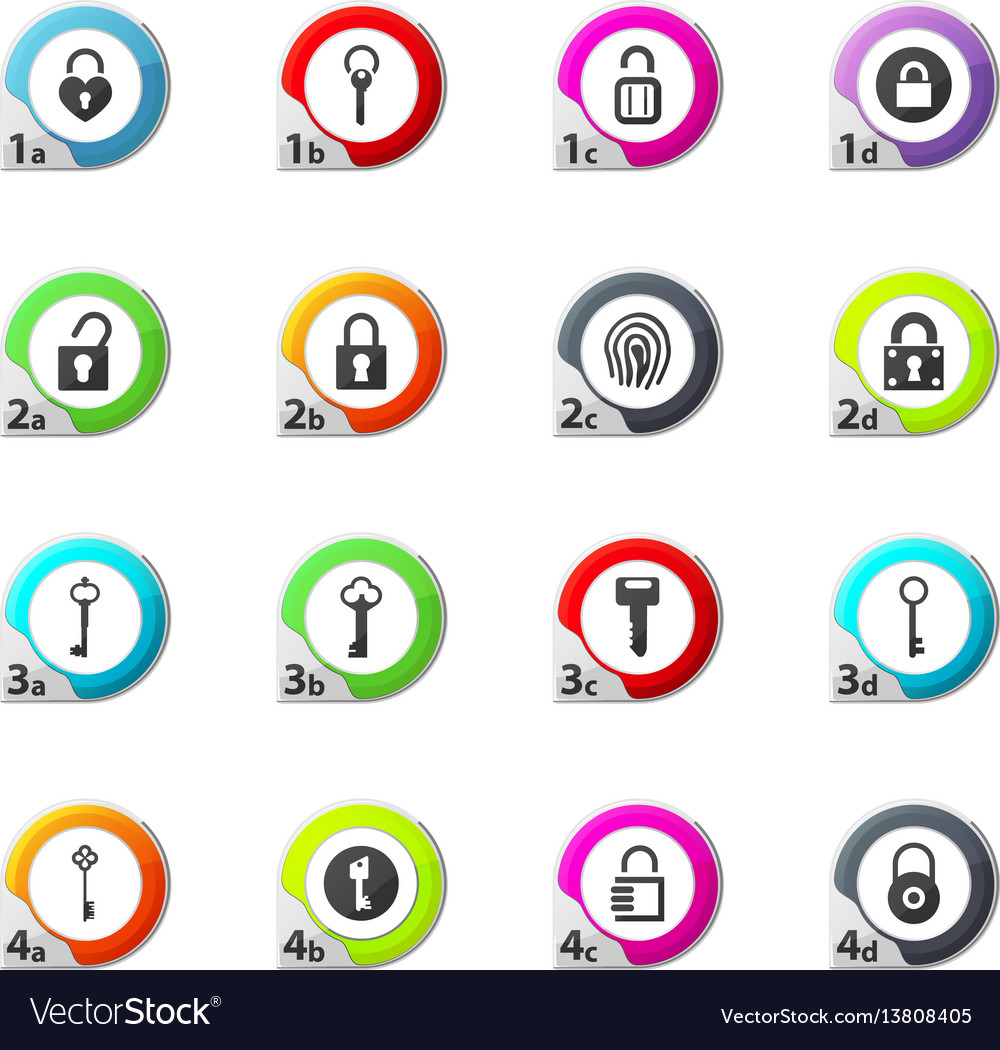 Lock and key icons set