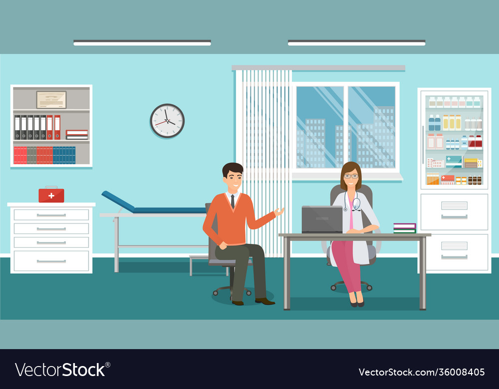 Man patient at woman doctors consultation Vector Image