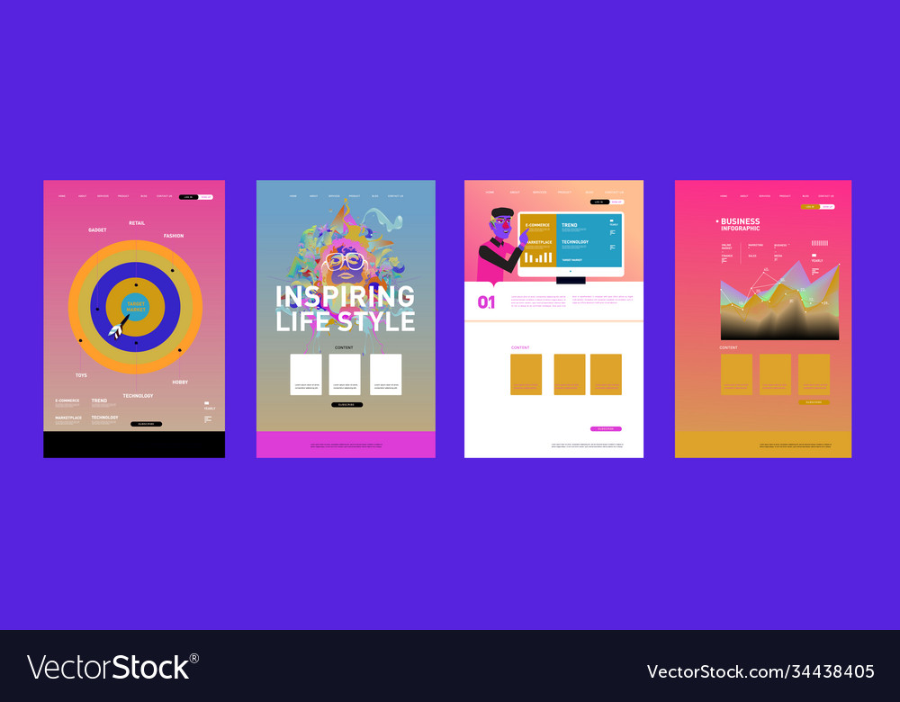 Presentation and website interface layout design Vector Image Presentation and website interface layout design