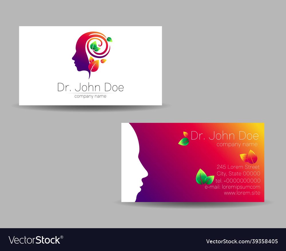 Psychology business card human head modern