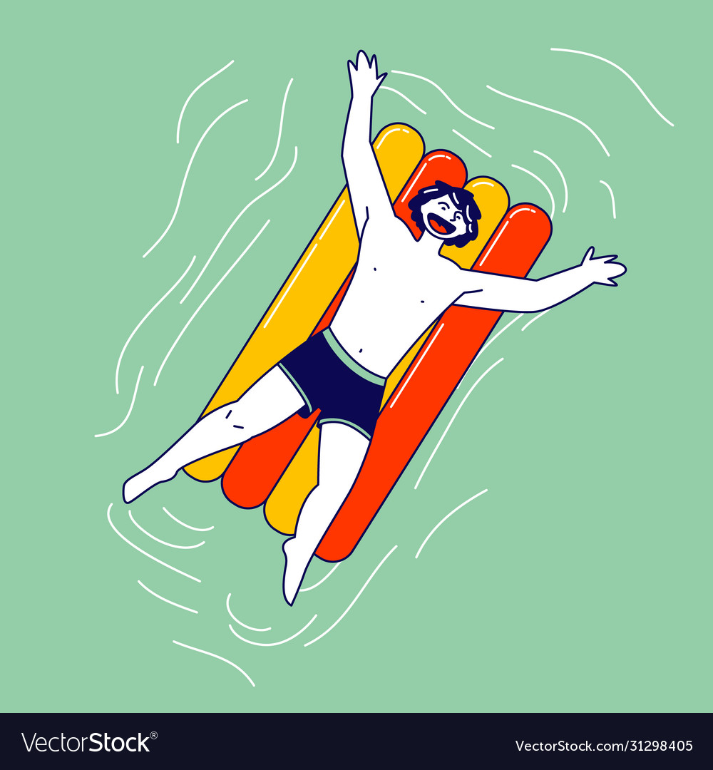Relaxing Man on Inflatable Float