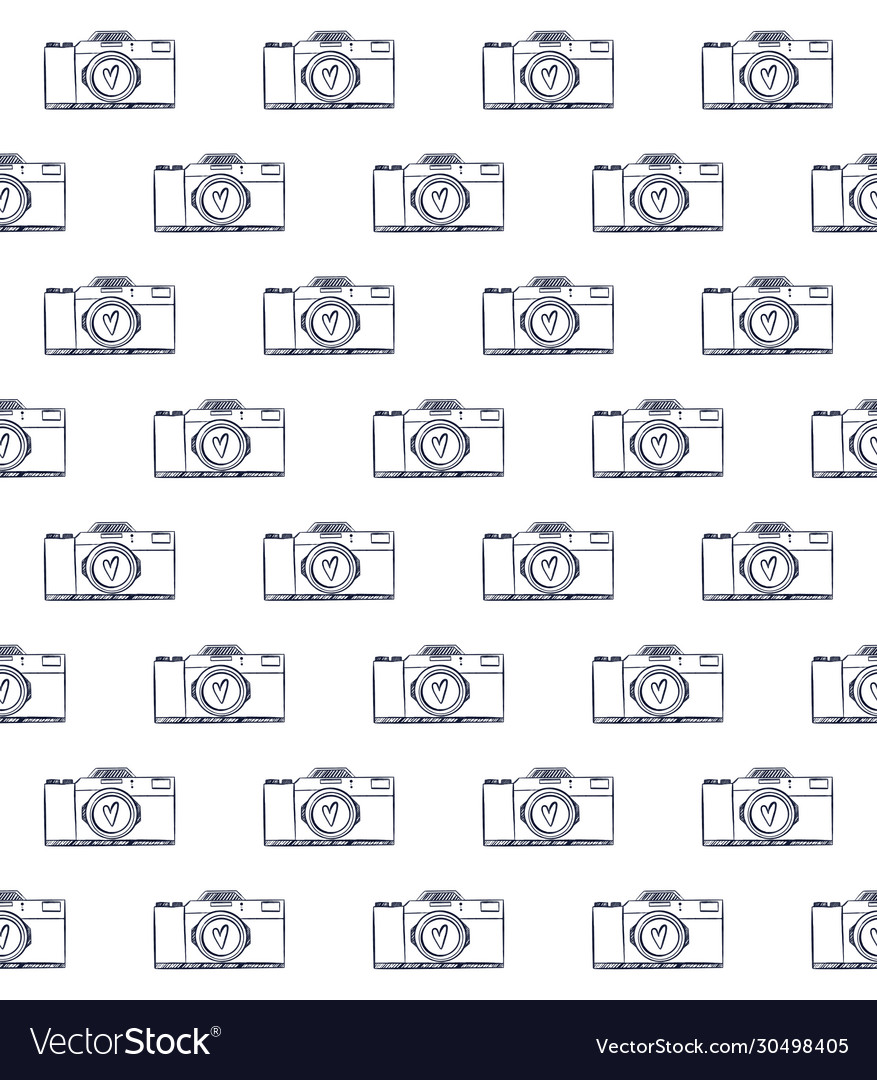 Seamless pattern retro camera icon