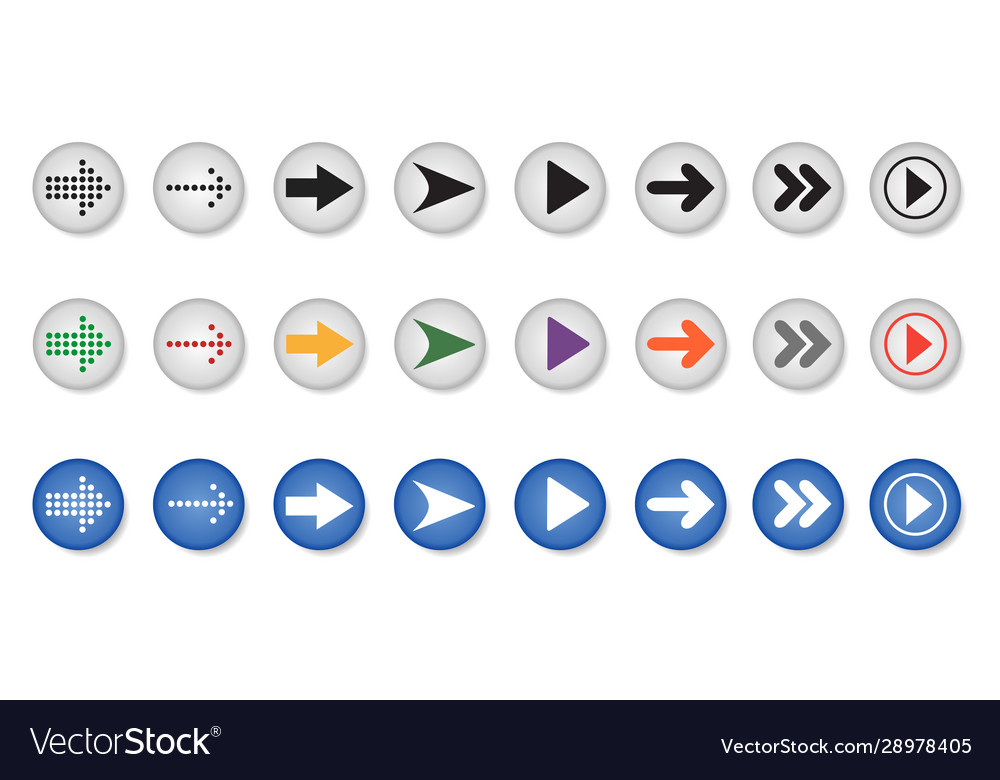 Set arrows on buttons white background vector image Set arrows on buttons white background