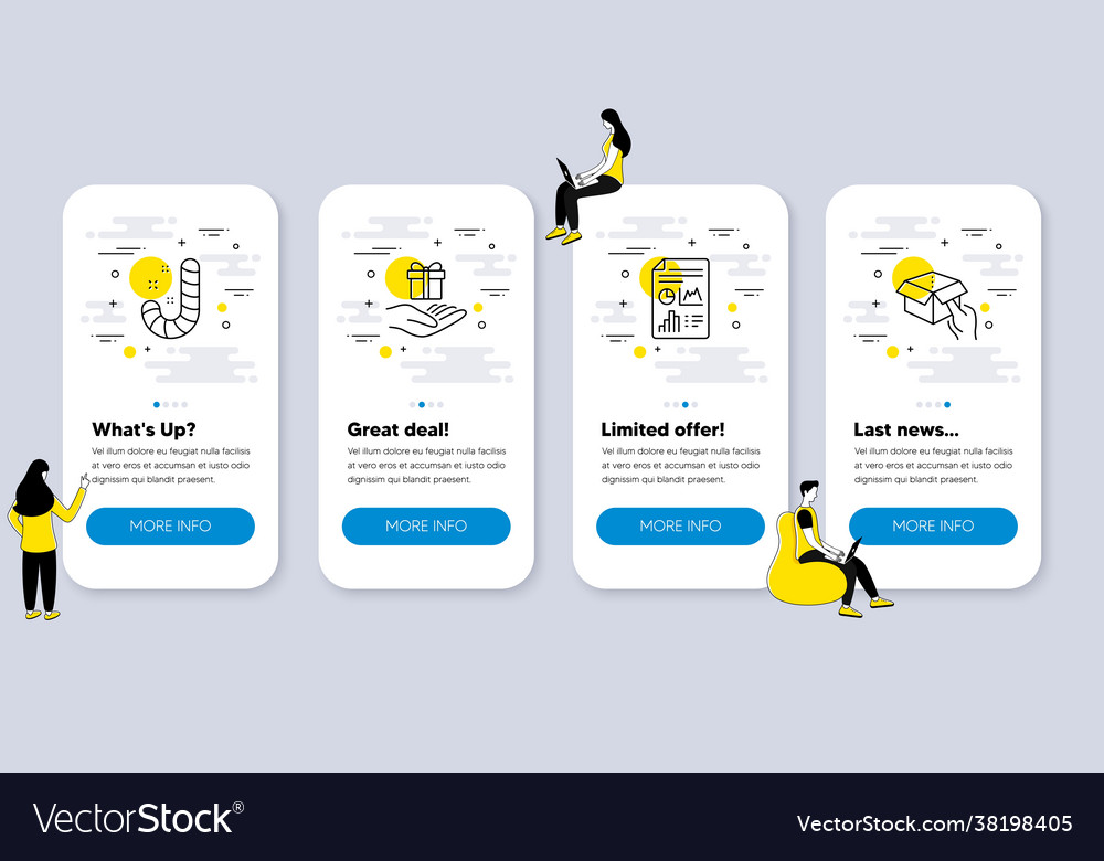 Set line icons such as loyalty program report vector image Set line icons such as loyalty program report