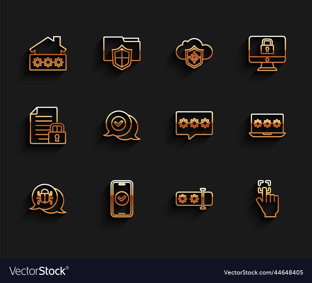 Set line system bug smartphone house vector image Set line system bug smartphone house