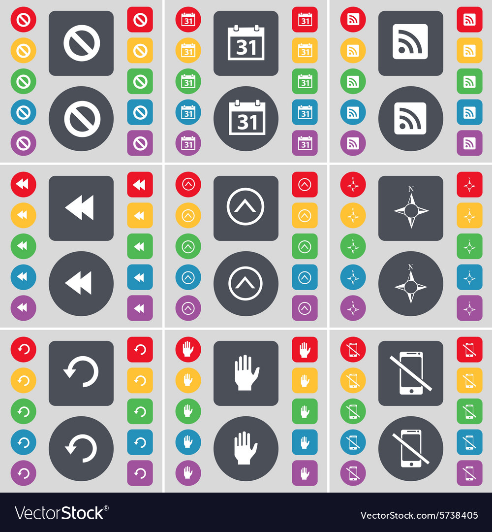Stop calendar rss rewind arrow up compass reload