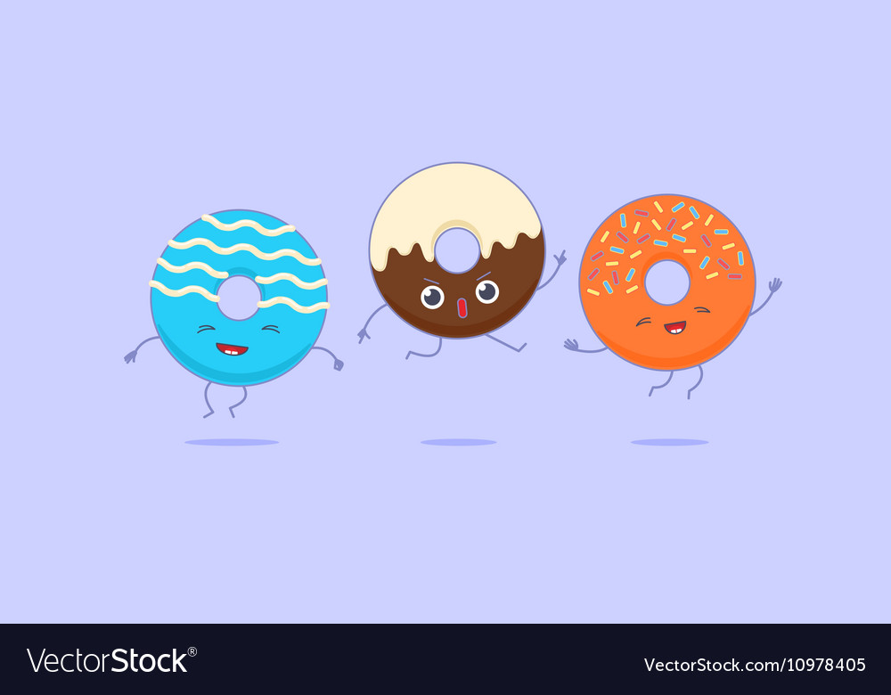 Drei kawaii donuts