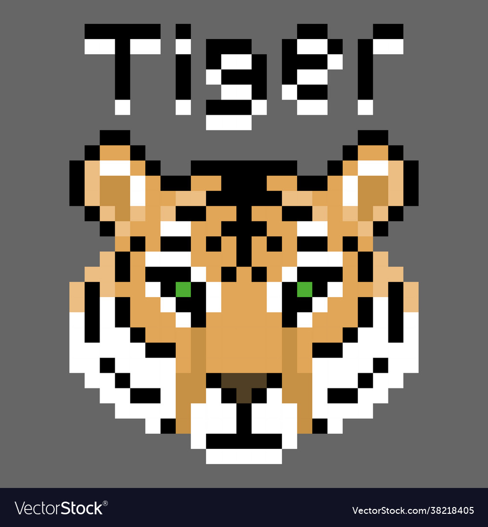 Tiger pixel tiger image for 8 bit game assets Vector Image