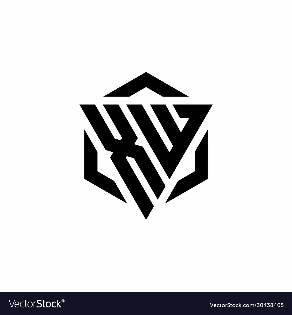 Xw logo monogram with triangle and hexagon modern