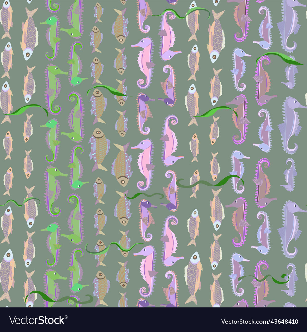 A pattern without background of colorful fish vector image A pattern without background of colorful fish