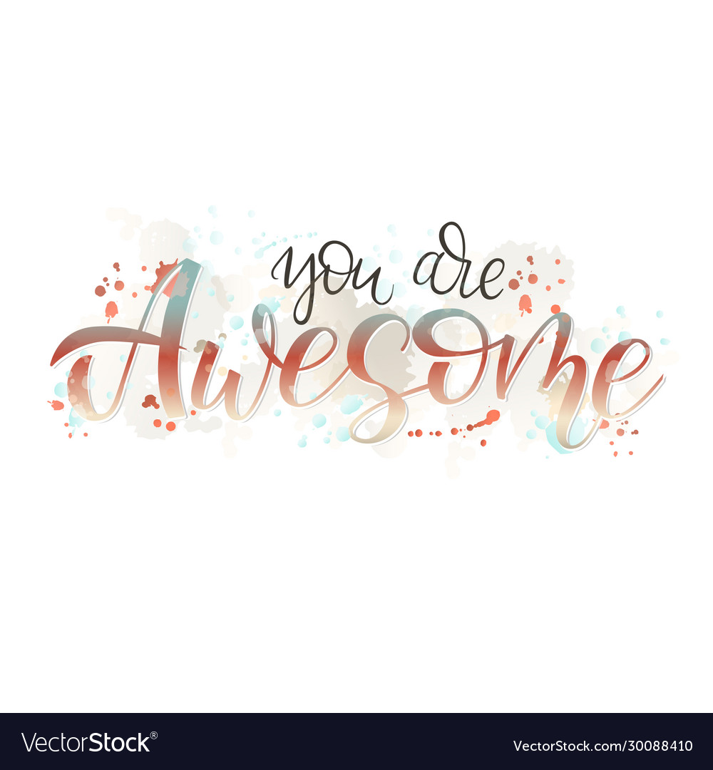 Awesome Hand Lettering Style White Background Vector Image