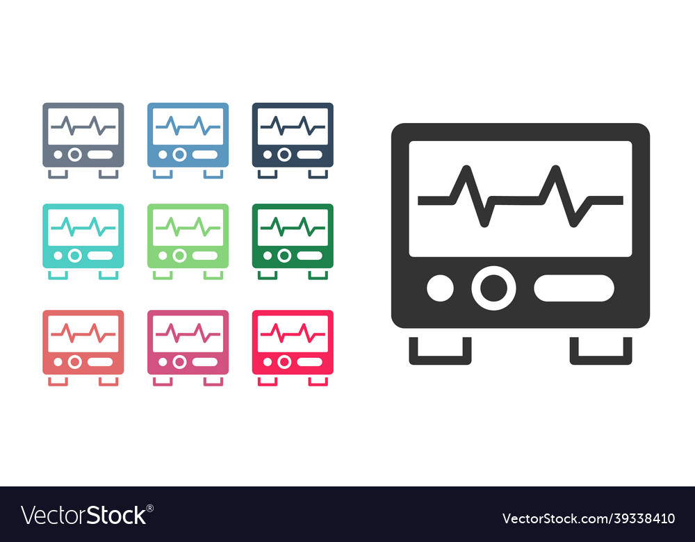 Black computer monitor with cardiogram icon vector image Black computer monitor with cardiogram icon
