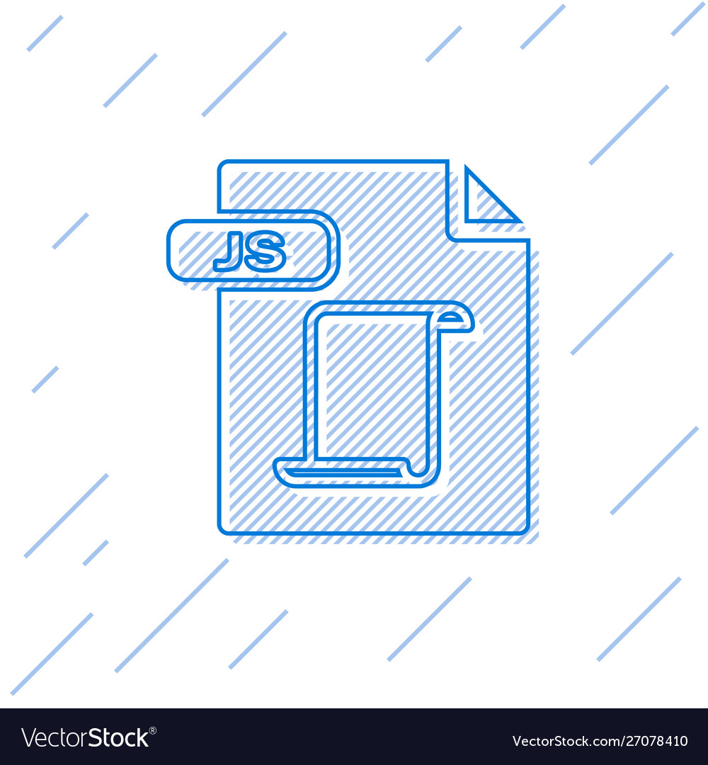 Blue line js file document download button vector image Blue line js file document download button