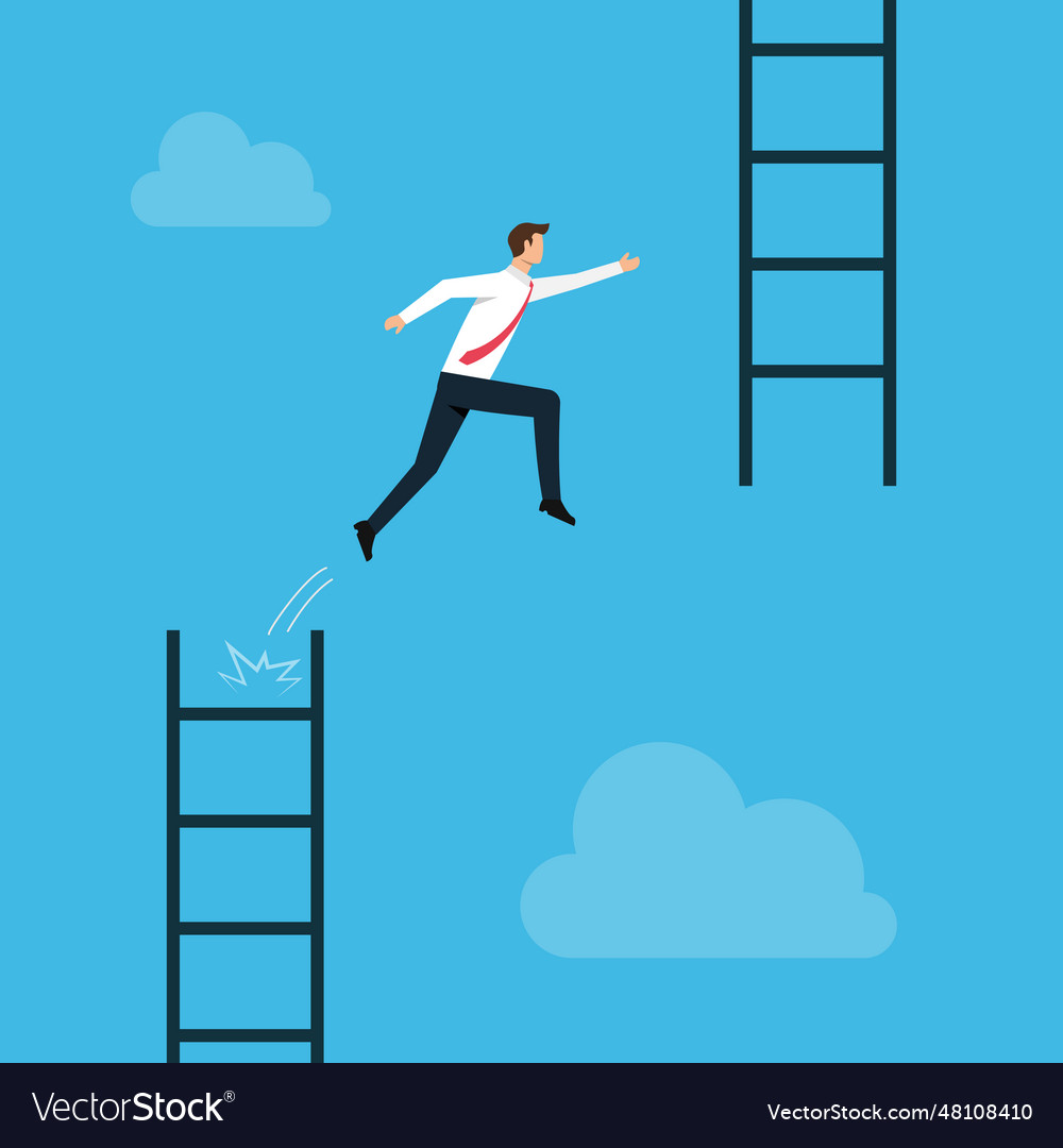 Businessman jump from low stair to high stair Vector Image