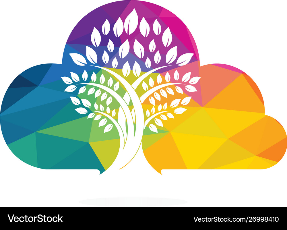 Cloud tree logo design Royalty Free Vector Image