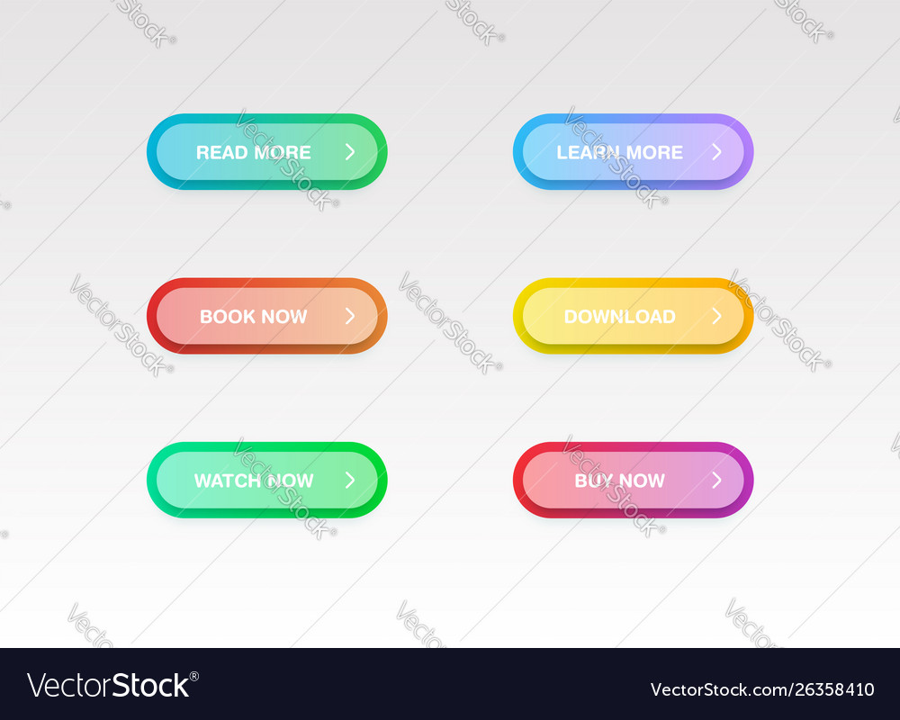 Colorful button set for websites or online usage Vector Image Colorful button set for websites or online usage