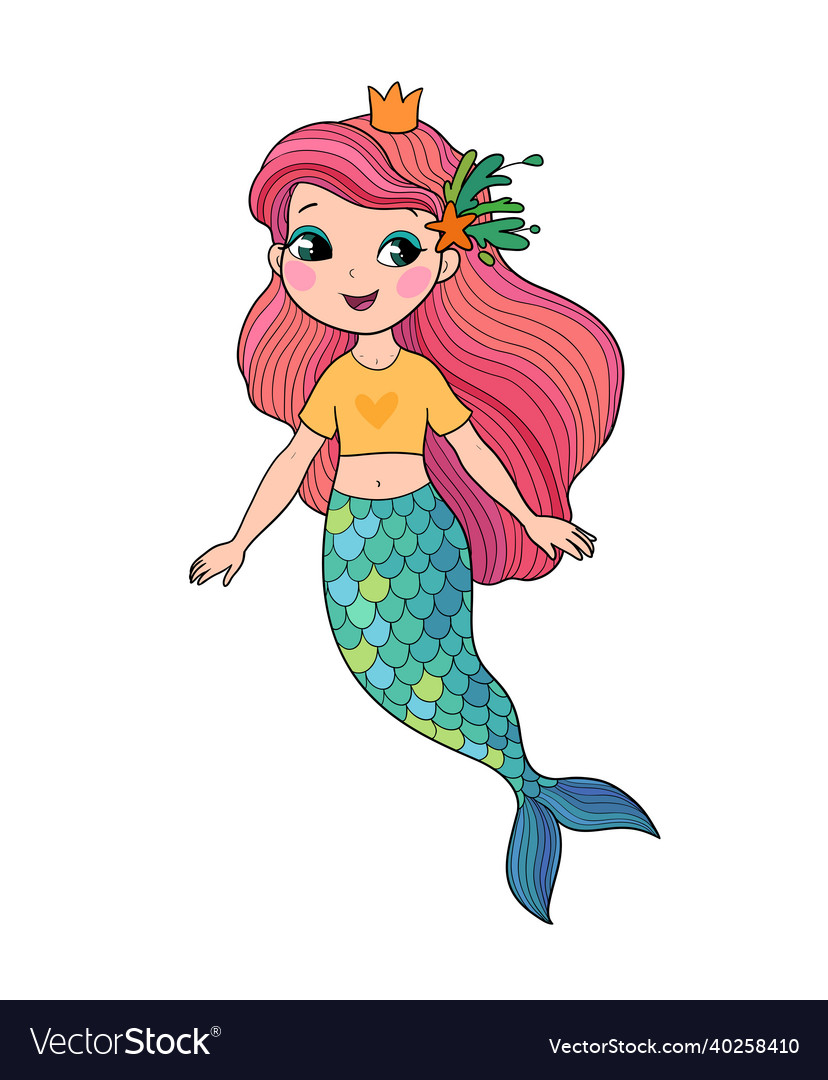 Cute cartoon mermaids siren sea theme Royalty Free Vector