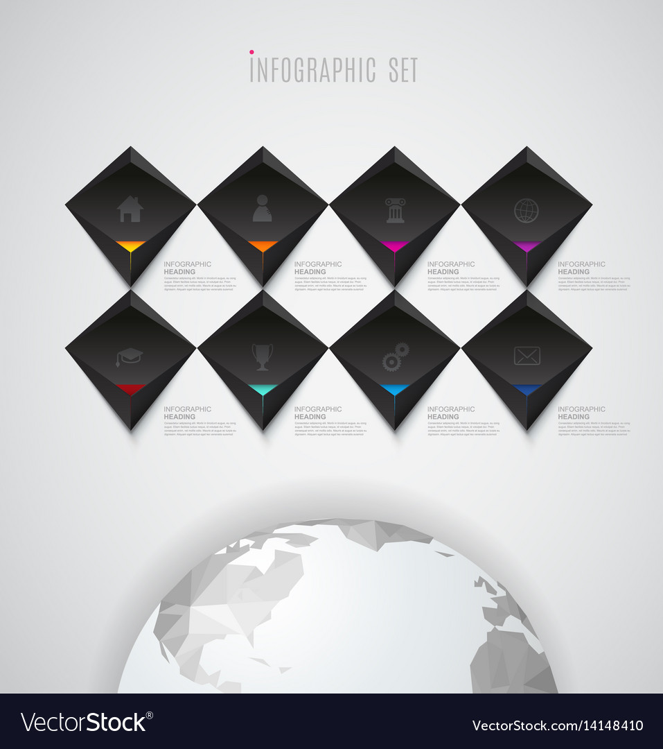 Infographic template with set of colorful icons