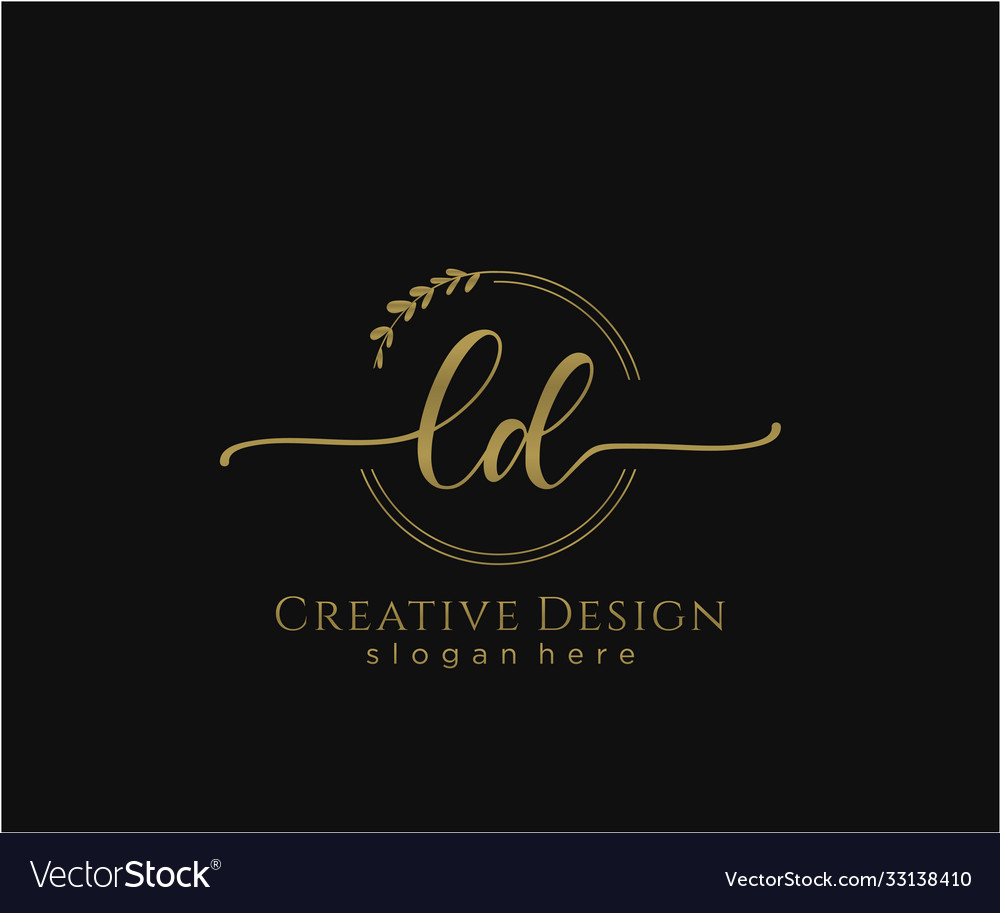 Initial ld beauty monogram and elegant logo design