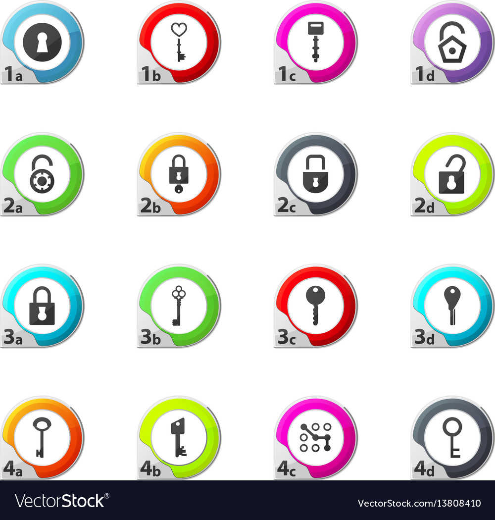 Lock and key icons set