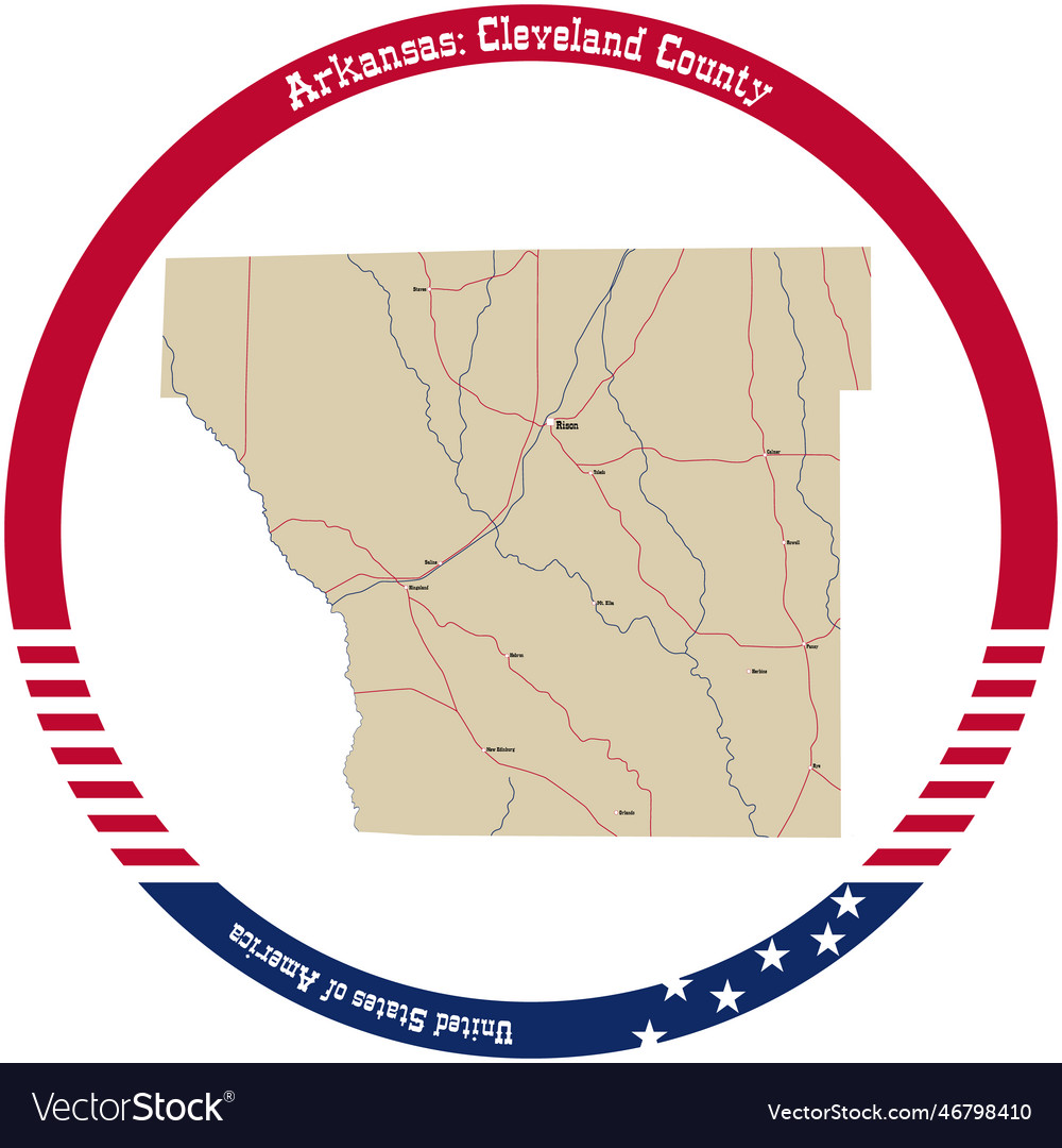 Map of cleveland county in arkansas usa