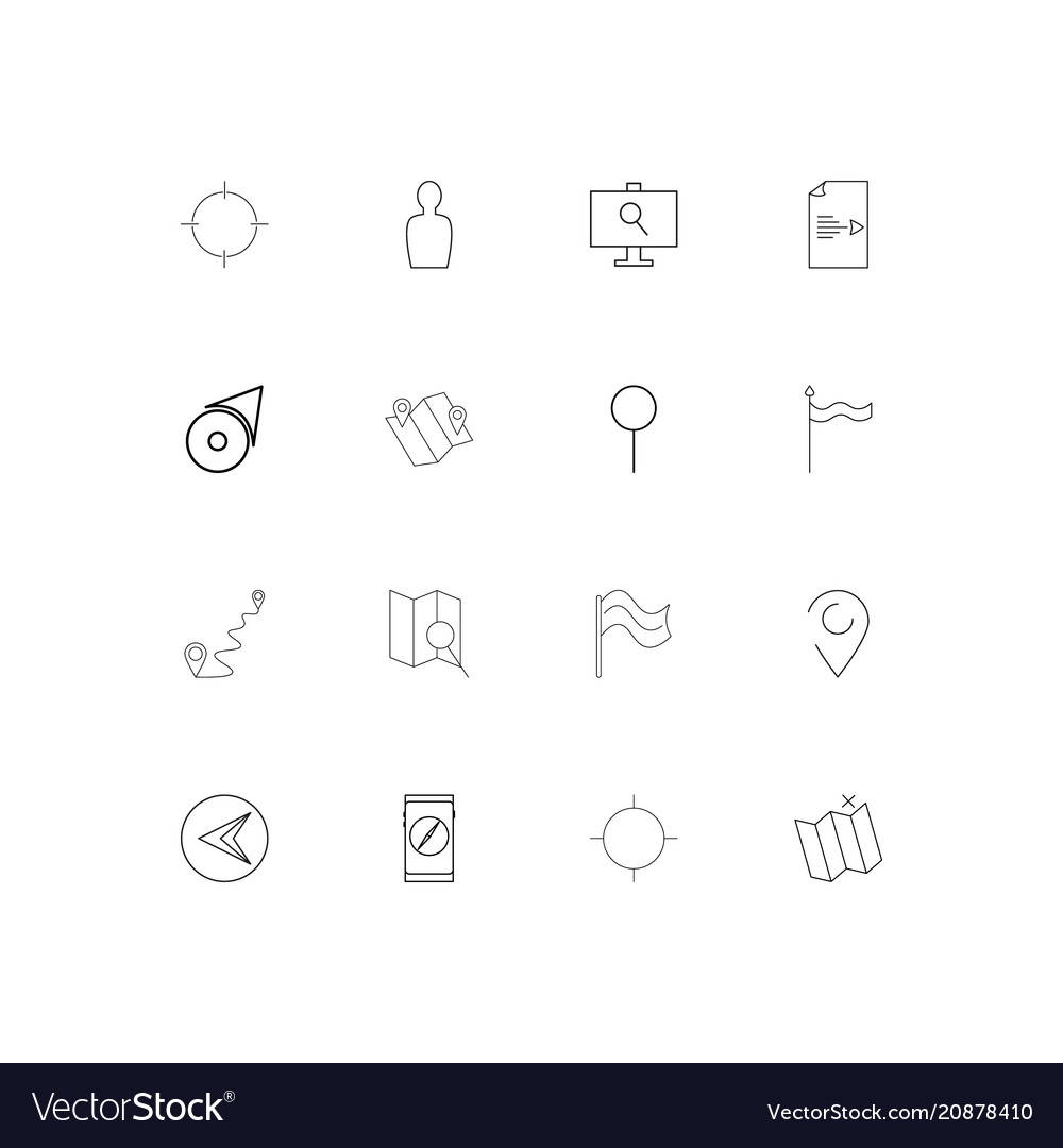 Maps and navigation linear thin icons set
