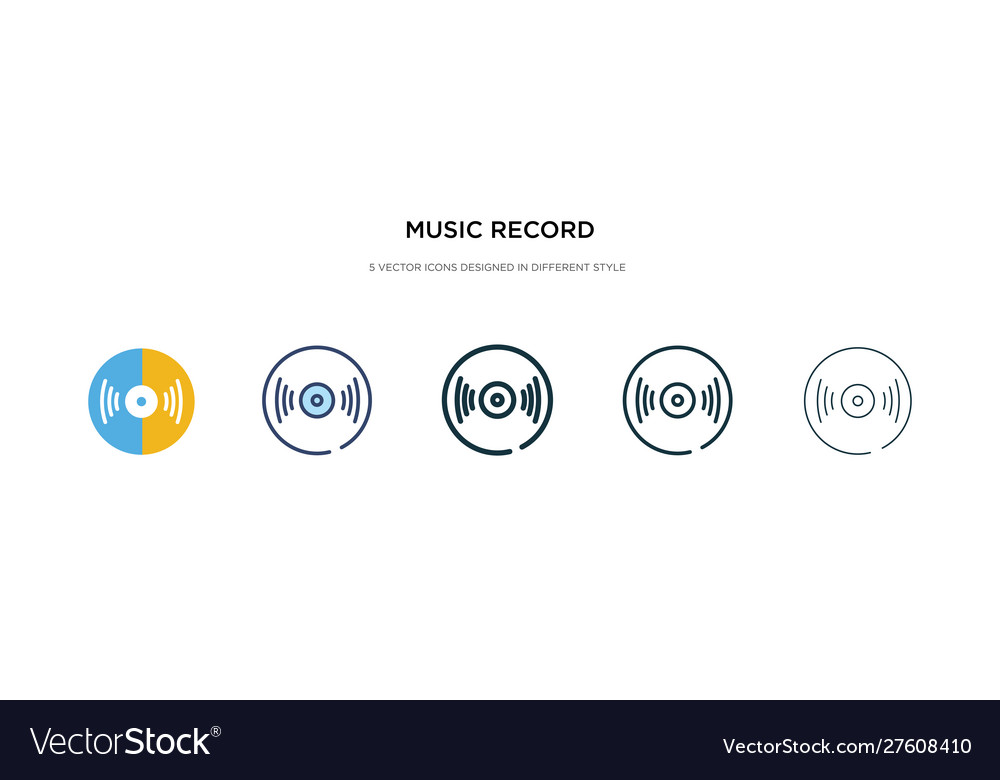 Music record icon in different style two colored