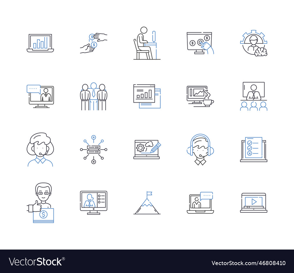 Operational workplace line icons collection Vector Image