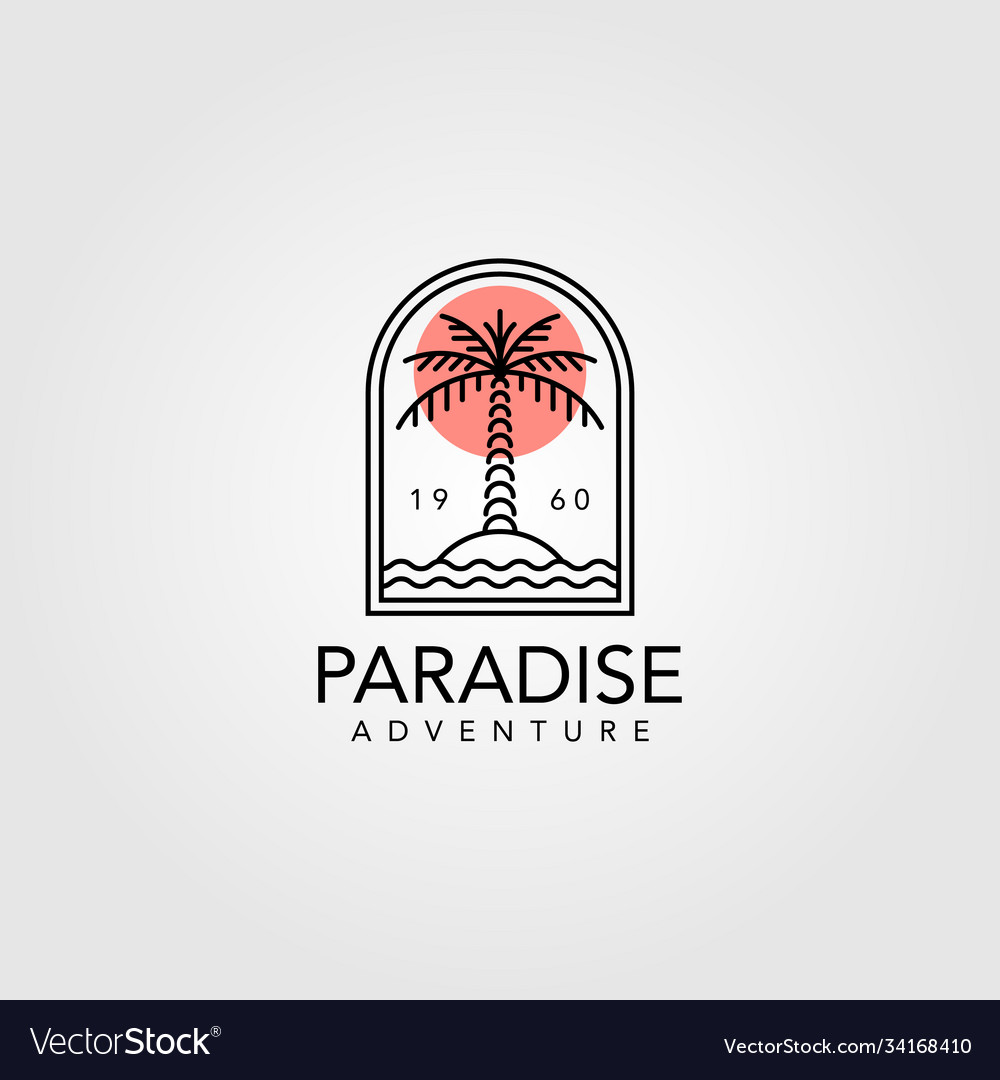 Palm tree vintage logo design line art palm tree Vector Image