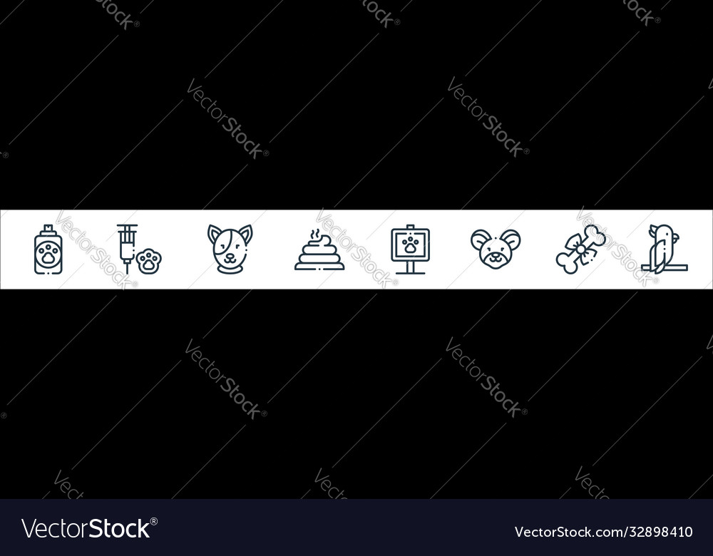 Pets line icons linear set quality