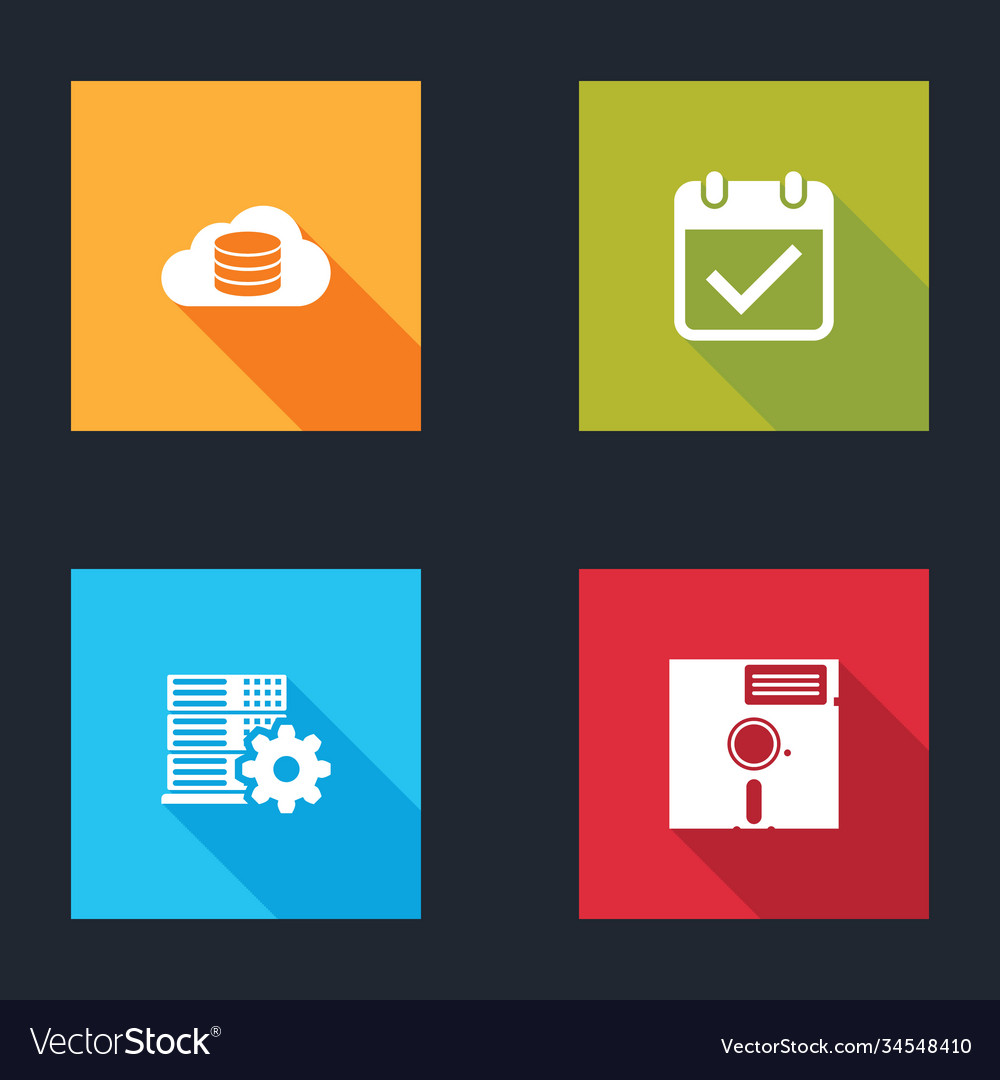 Set cloud database calendar with check mark vector image Set cloud database calendar with check mark