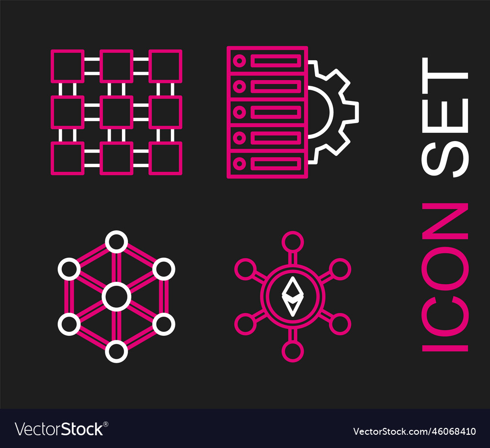 Set line blockchain technology ethereum eth vector image Set line blockchain technology ethereum eth