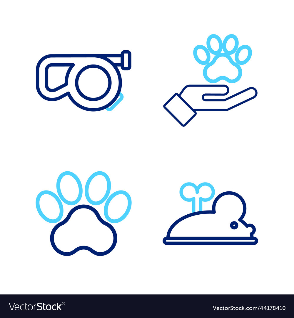 Set line clockwork mouse paw print hands vector image Set line clockwork mouse paw print hands