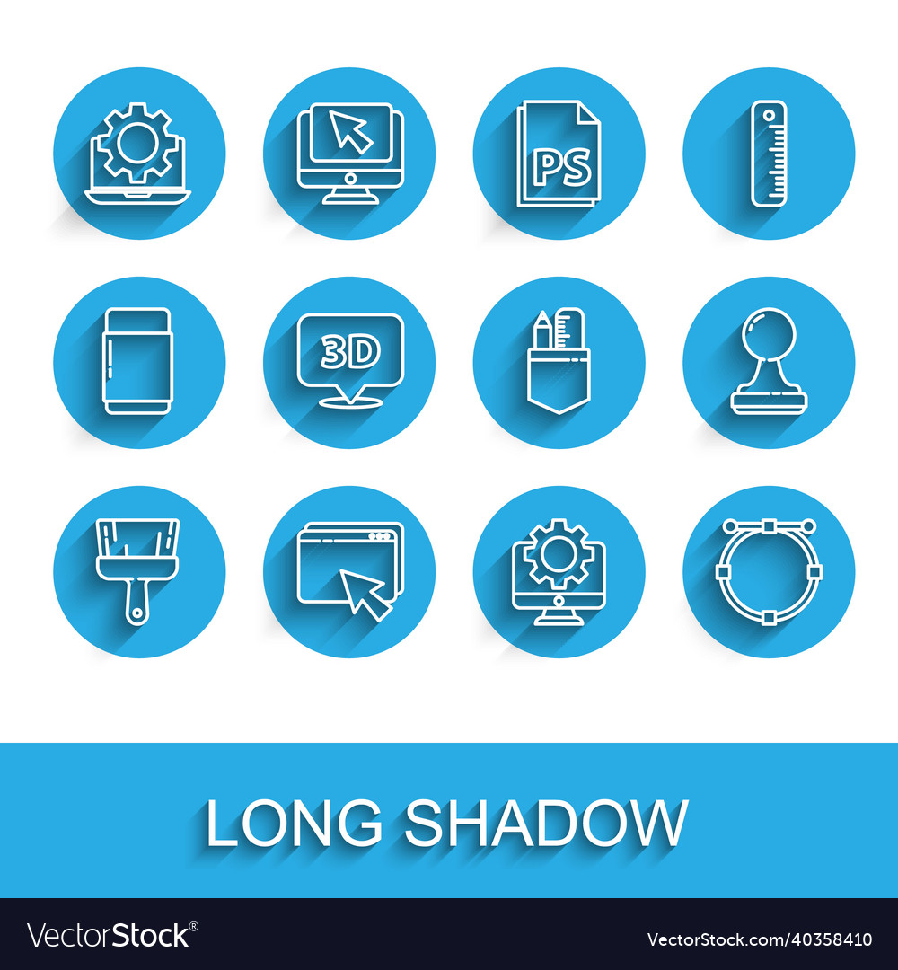 Set line paint brush web design and development vector image Set line paint brush web design and development