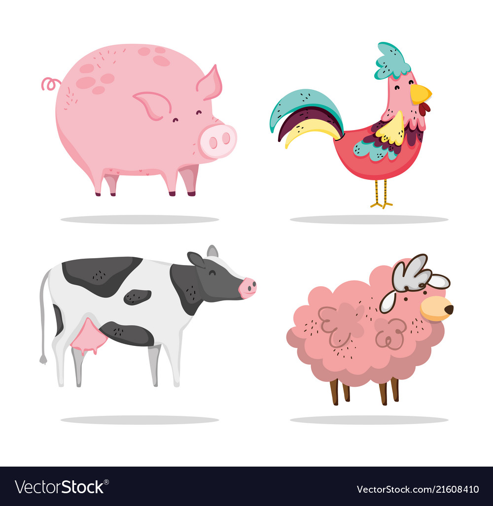 Set of farm animals cartoons