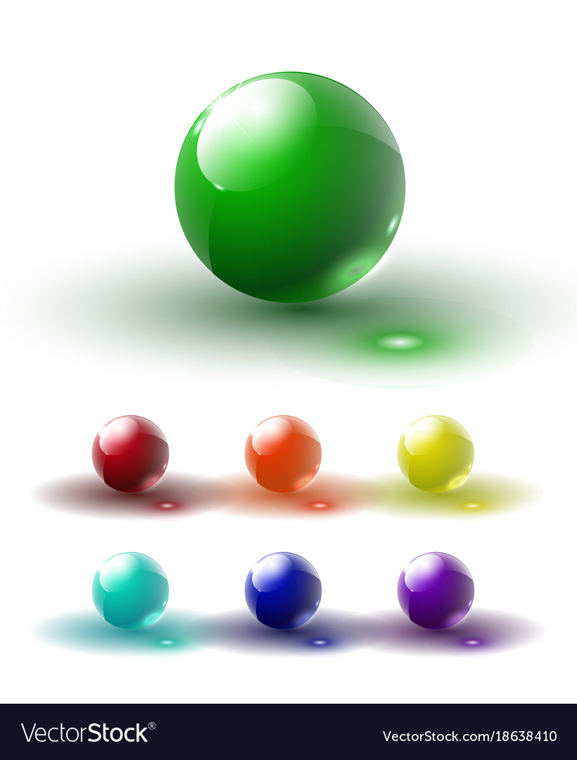 Set of multicolored glass buttons with shadows