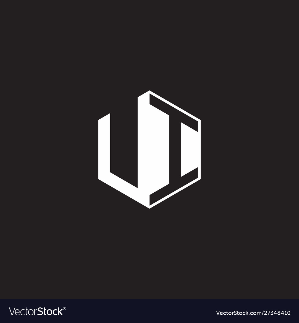 Ui logo monogram hexagon with black background