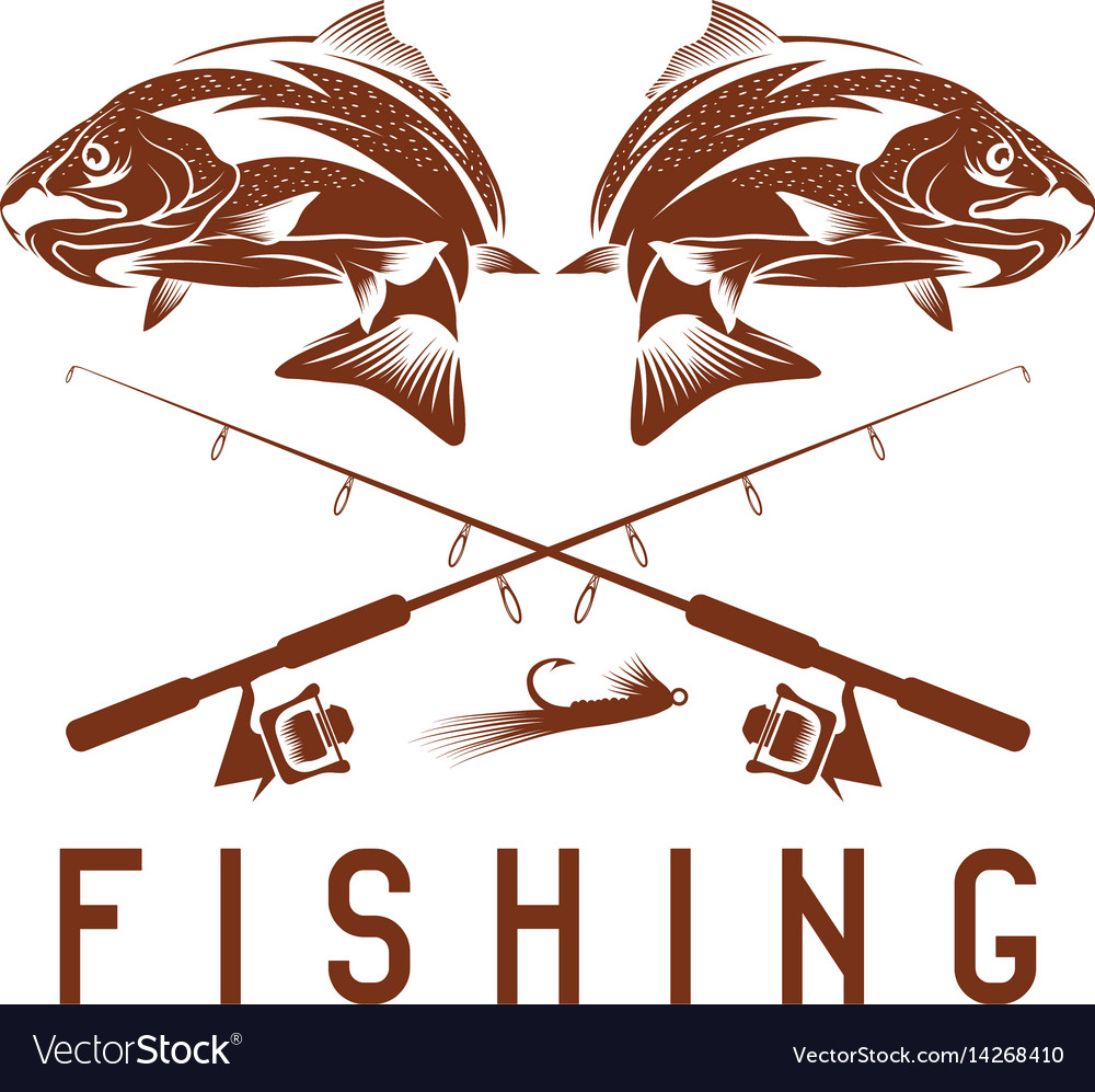 Vintage fishing design template with trout