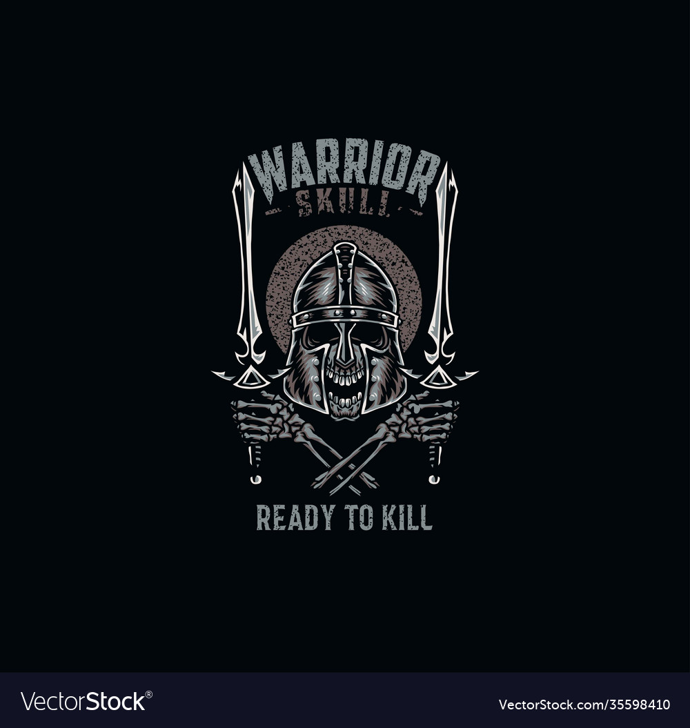 Warrior skull t shirt graphic design Royalty Free Vector, warrior skull 