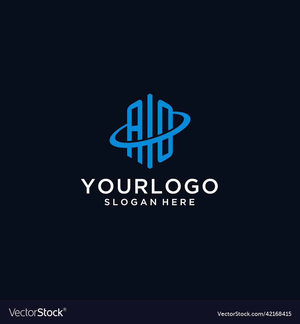Ao initial monogram logo with hexagonal shape