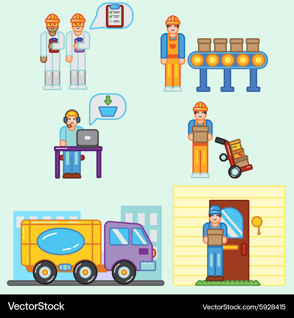 Color flat info graphic factory Royalty Free Vector Image