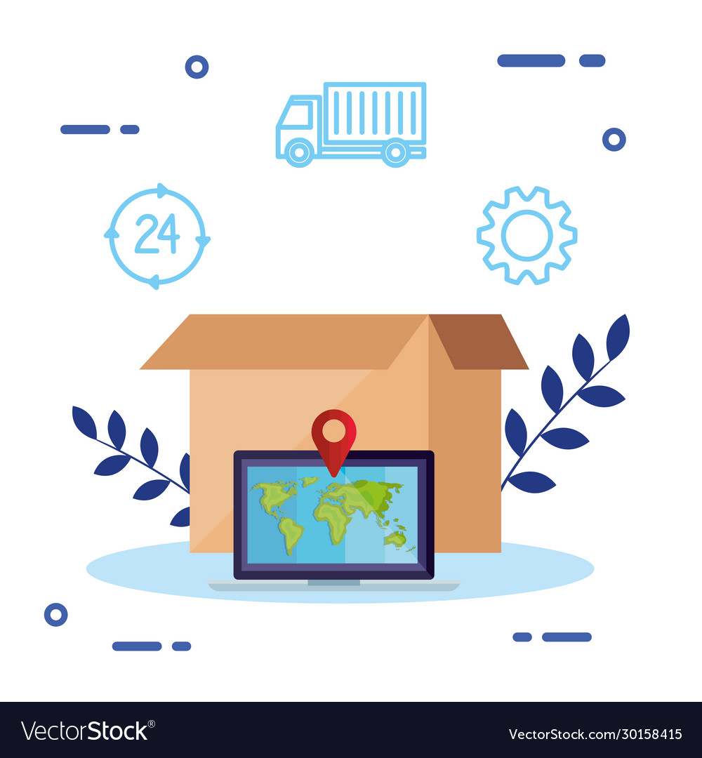 Delivery logistic service with box and icons Vector Image Delivery logistic service with box and icons