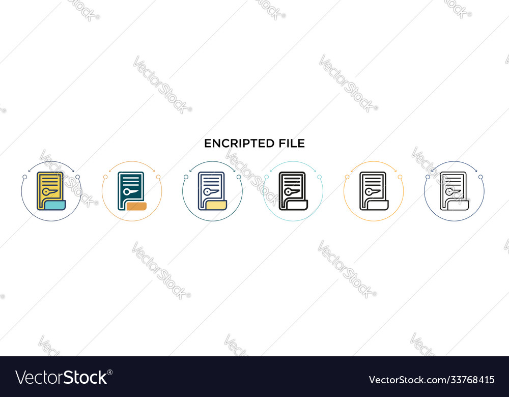 Encripted file icon in filled thin line outline vector image Encripted file icon in filled thin line outline