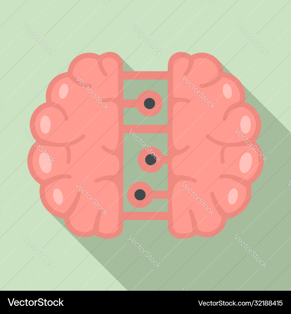 Future binary brain icon flat style Royalty Free Vector