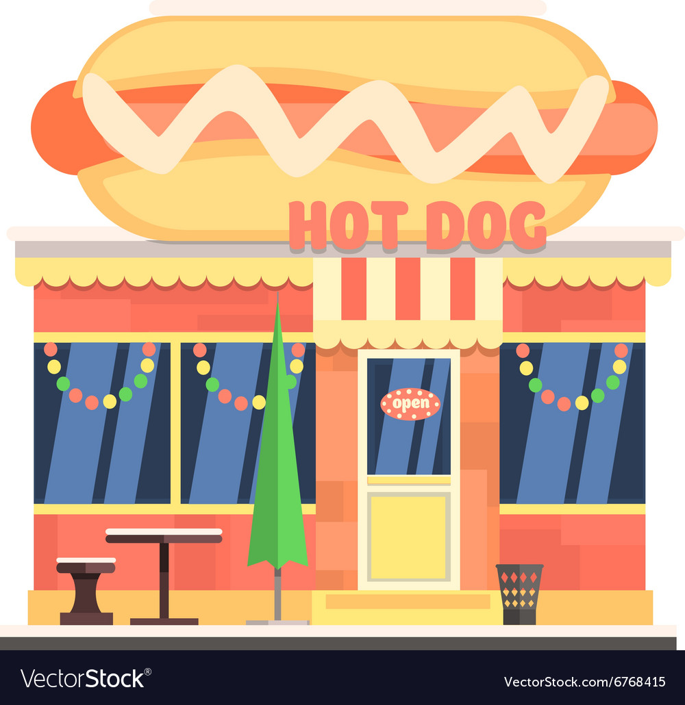 Hot Dog Cafe Front In Christmas Royalty Free Vector Image