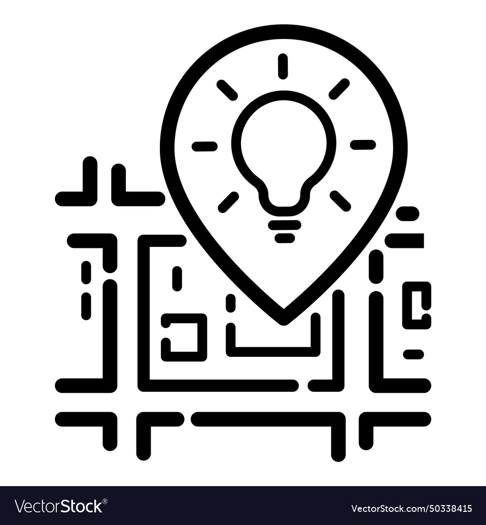 Idea lightbulb map location point flat icon